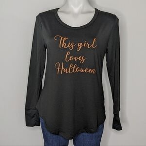 ✨3/$15 NWT Spooky Night black orange This Girl Loves Halloween long sleeve M
